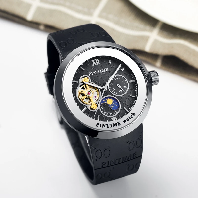 PINTIME новые полностью автоматические механические часы для пар с полым турбийоном, 30 АТМ, водонепроницаемые механические часы в парном стиле 
PINTIME новые полностью автоматические механические часы для пар с полым турбийоном, 30 АТМ, водонепроницаемые механические часы в парном стиле