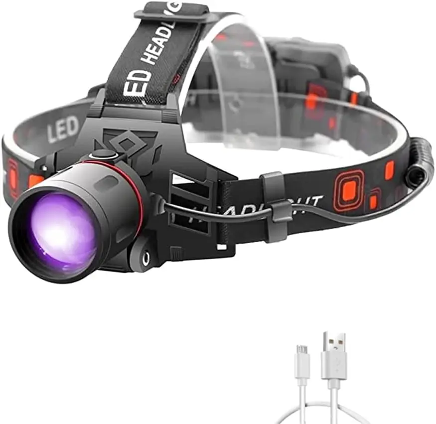 UV LED Headlamp 395nm Rechargeable Zoomable Black Light for Leak Detection, Scorpions, Pet Stains
UV LED Headlamp 395nm Rechargeable Zoomable Black Light for Leak Detection, Scorpions, Pet Stains