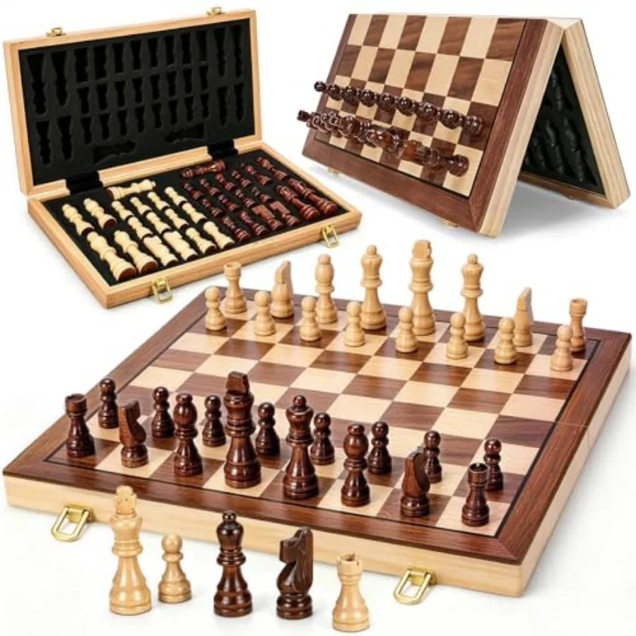 Magnetic Wooden Chess Set for Adults,15" Folding Chess Boards with 2 Extra Queens, Portable Travel Chess Sets with Pieces Stora
Magnetic Wooden Chess Set for Adults,15" Folding Chess Boards with 2 Extra Queens, Portable Travel Chess Sets with Pieces Stora