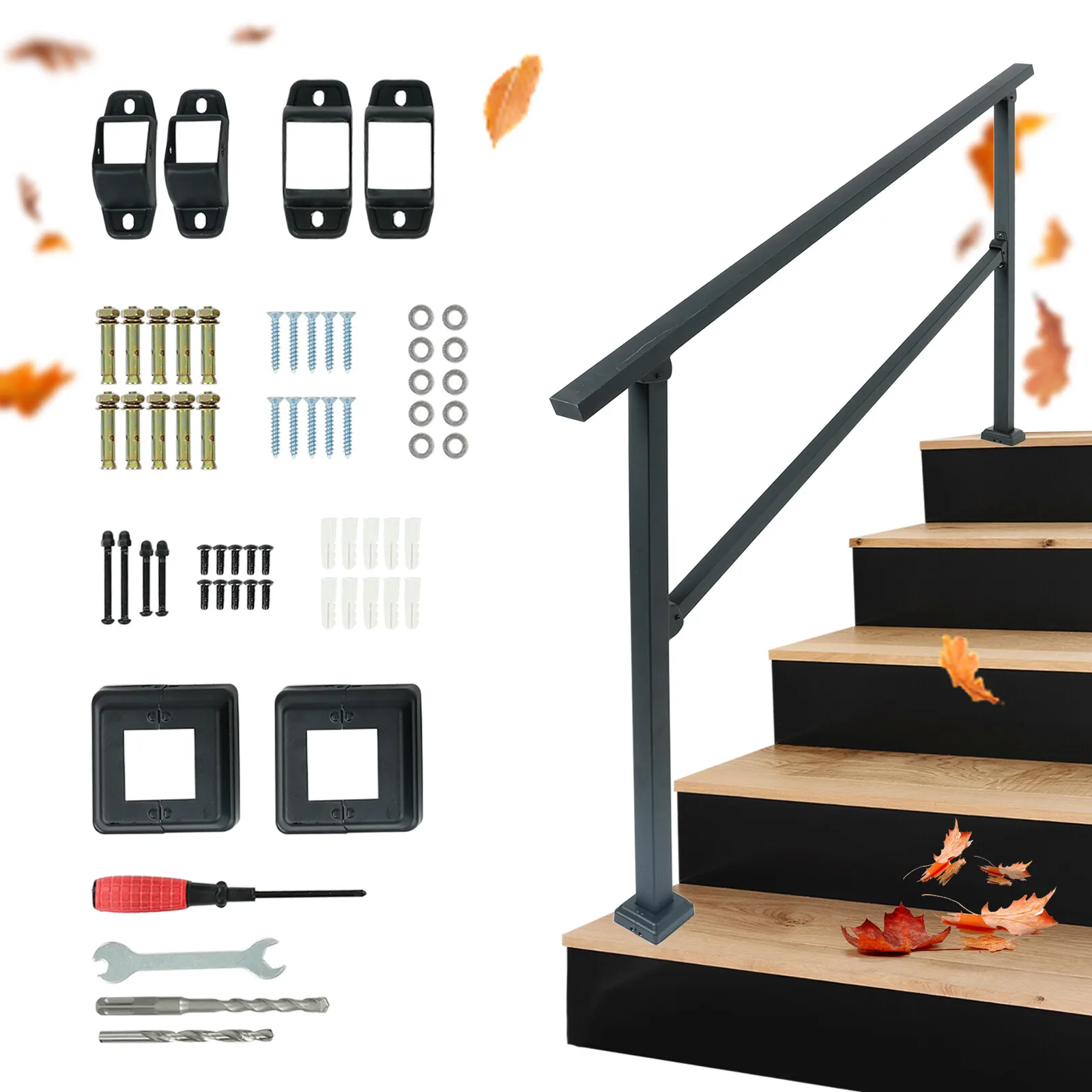 5 Steps Handrails Deck Stair Railing Indoor Hand Rails for Outdoor 4-5 Steps
5 Steps Handrails Deck Stair Railing Indoor Hand Rails for Outdoor 4-5 Steps