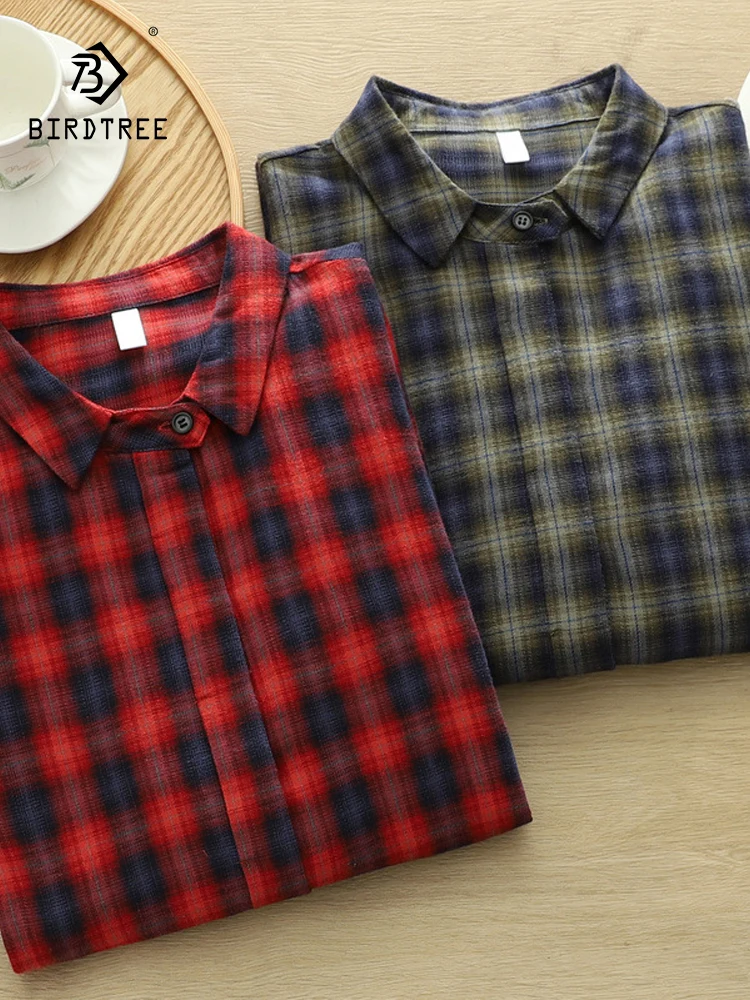 New 2026 Spring Women Cotton Long Sleeve Shirt, Turn-down Collar Plaid, Mori Girl Fashion Commute Soft Loose Blouse T63428CC
New 2026 Spring Women Cotton Long Sleeve Shirt, Turn-down Collar Plaid, Mori Girl Fashion Commute Soft Loose Blouse T63428CC