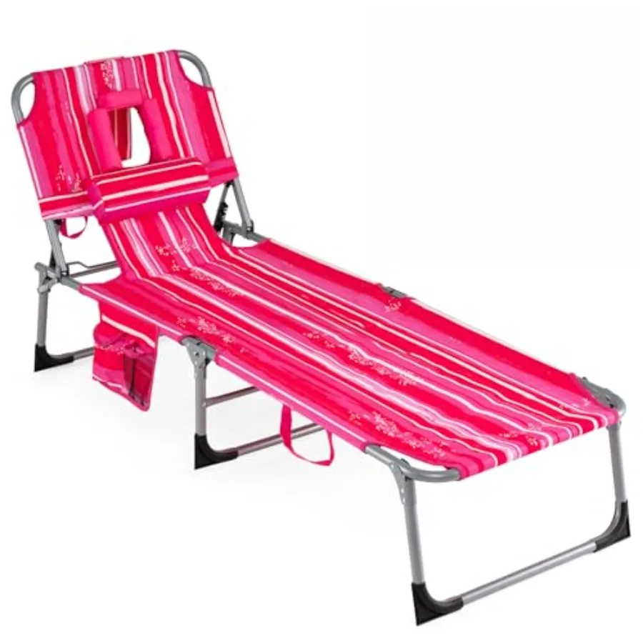 Tanning Chair with Face Hole, Folding Beach Lounge Chair with 4-Position Adjustable Backrest, Pillow and Side Pocket, Foldable
Tanning Chair with Face Hole, Folding Beach Lounge Chair with 4-Position Adjustable Backrest, Pillow and Side Pocket, Foldable