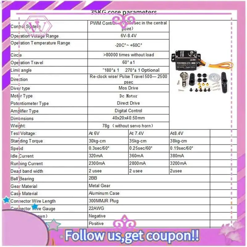25KG RC Servo Motor Waterproof Digital Servo High Torque Metal Gear Servo For RC Car Robot Mechanical Arms B
25KG RC Servo Motor Waterproof Digital Servo High Torque Metal Gear Servo For RC Car Robot Mechanical Arms B