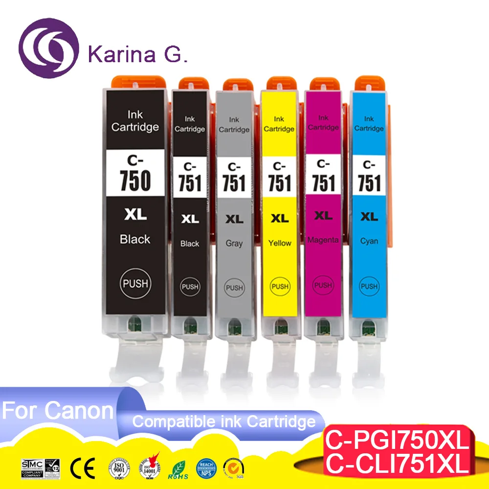 PGI 750 CLI 751 PGI750 PGI-750XL CLI751 CLI-751XL Premium Color Compatible Ink Cartridge for Canon PIXMA MG6370/MG7170/MG7570
PGI 750 CLI 751 PGI750 PGI-750XL CLI751 CLI-751XL Premium Color Compatible Ink Cartridge for Canon PIXMA MG6370/MG7170/MG7570