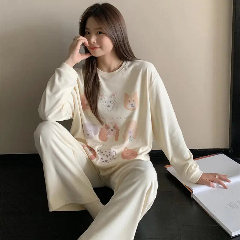 Осенне-зимний пижамный комплект с героями мультфильмов для девочек, кавайные бархатные флисовые пижамы, новая мягкая теплая домашняя одежда, которую можно носить в качестве верхней одежды, милая одежда для сна