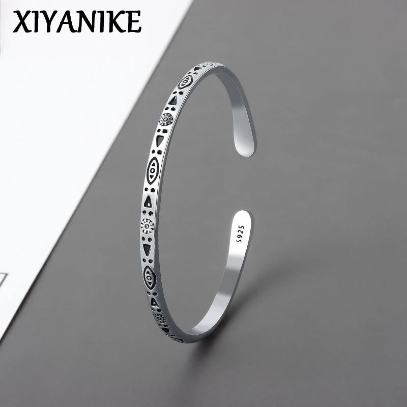 Модный винтажный браслет XIYANIKE серебряного цвета с узором и открытым браслетом ручной работы, состаренные украшения на руку, подарок для жен... 
Модный винтажный браслет XIYANIKE серебряного цвета с узором и открытым браслетом ручной работы, состаренные украшения на руку, подарок для жен...