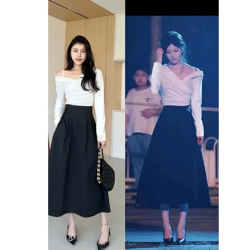 Elegant Shoulder Bared Shirt And High Waist A-Line Skirt Set Two-Piece Suite Autumn New Arrival Business Style Polyester Long...
Elegant Shoulder Bared Shirt And High Waist A-Line Skirt Set Two-Piece Suite Autumn New Arrival Business Style Polyester Long...