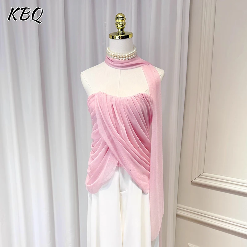 KBQ Solid Slimming Spliced Folds Elegant Vest for Women Strapless Sleeveless Patchwork Mesh Backless Fashion Top Female Style
KBQ Solid Slimming Spliced Folds Elegant Vest for Women Strapless Sleeveless Patchwork Mesh Backless Fashion Top Female Style