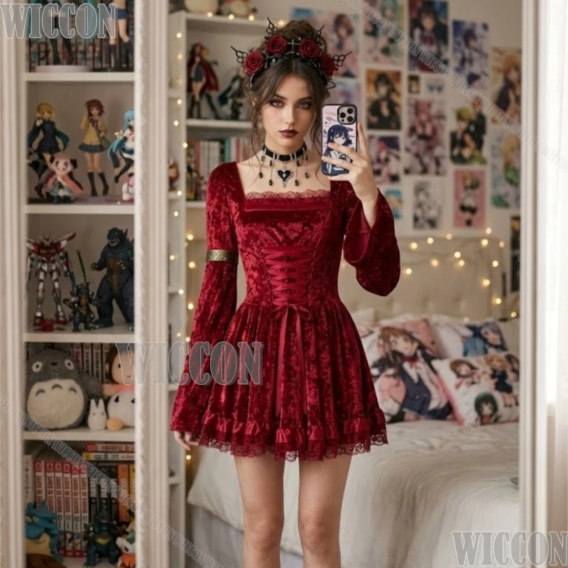 Halloween Velvet Dress Gothic Dark Lace Vampire Devil Women Nightclub Bar Stage Performance Outfit Navidad Carnaval Event
Halloween Velvet Dress Gothic Dark Lace Vampire Devil Women Nightclub Bar Stage Performance Outfit Navidad Carnaval Event