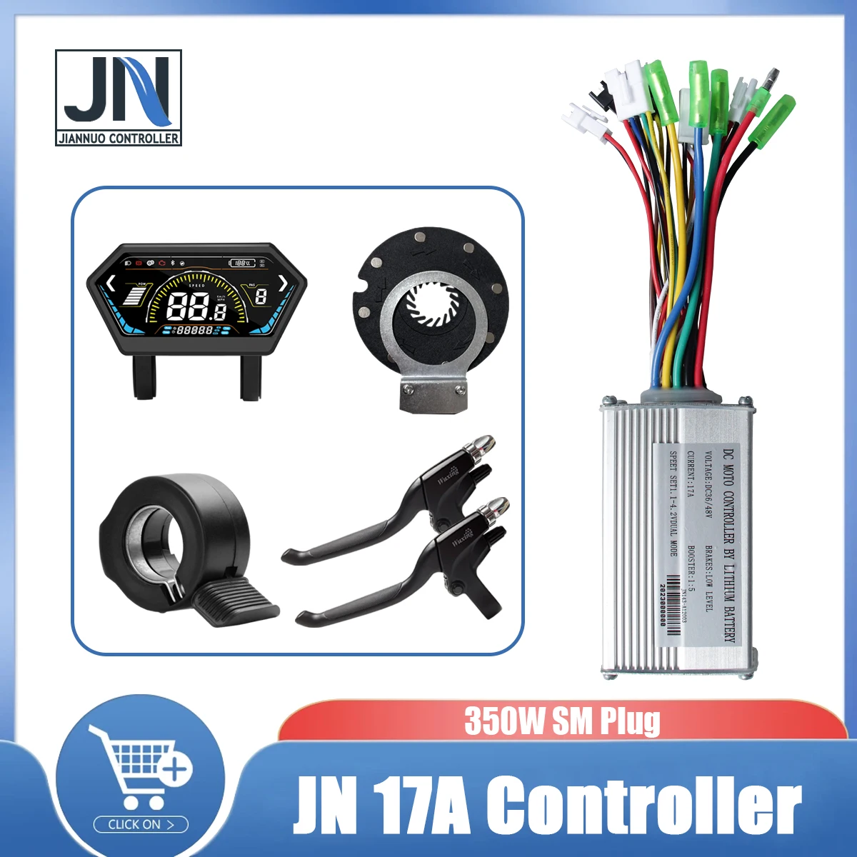 Ebike Controller 36V/48V 17A SM connector Brushless Hall Controller Ebike Accessorice with Color LCD Display and Thumb Throttle
Ebike Controller 36V/48V 17A SM connector Brushless Hall Controller Ebike Accessorice with Color LCD Display and Thumb Throttle