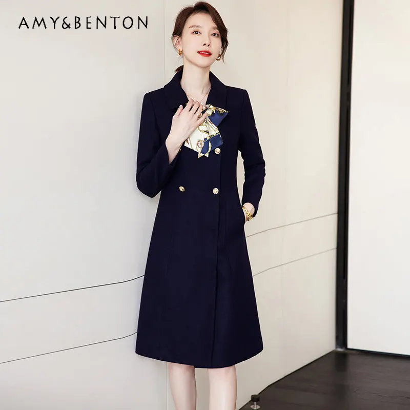 Temperament Lapel Double Breasted Professional Woolen Coat Women's Winter Slim-Fit Mid-Length Woolen Jacket Work Clothes
Temperament Lapel Double Breasted Professional Woolen Coat Women's Winter Slim-Fit Mid-Length Woolen Jacket Work Clothes