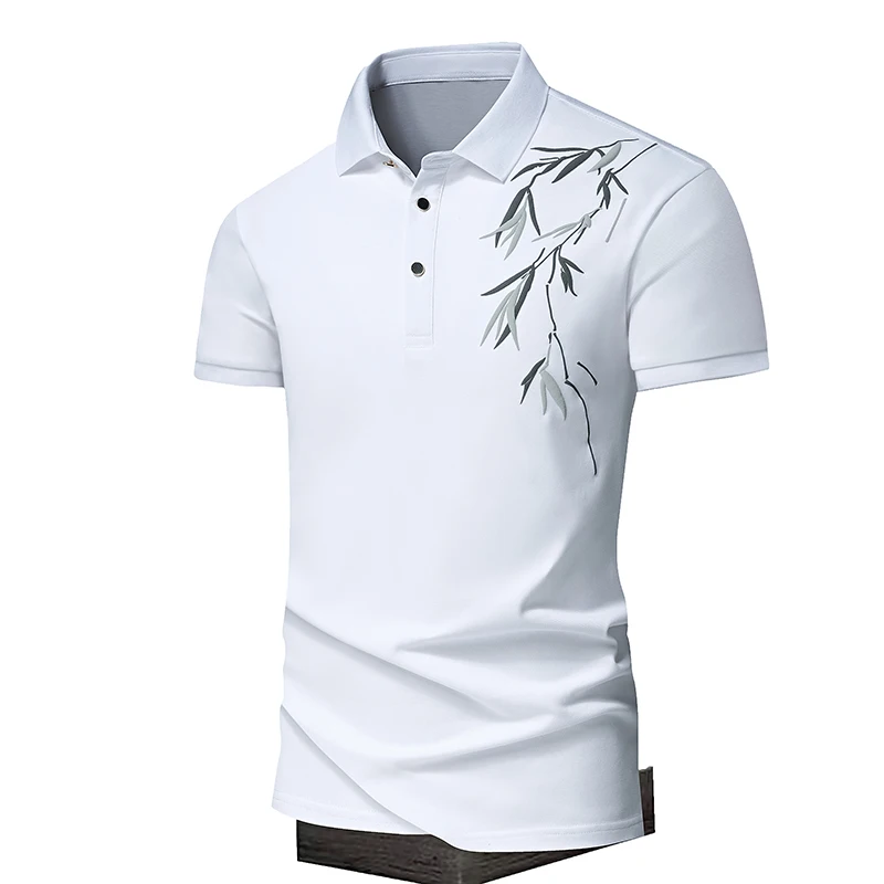 The new short-sleeved POLO shirt features a fashionable lapel-up and personalized printed bamboo design multiple colors for men
The new short-sleeved POLO shirt features a fashionable lapel-up and personalized printed bamboo design multiple colors for men