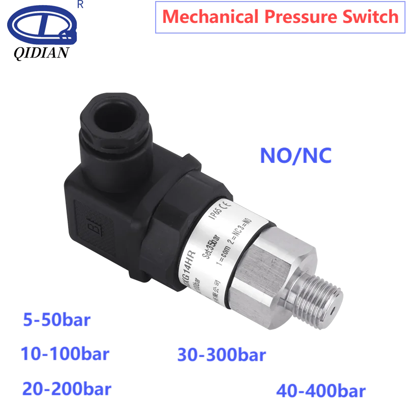 Mechanical Pressure Switch Adjustable NO/NC 0-400bar 200bar 100bar G1/4 NPT1/4 M20*1.5 Diaphragm Piston Membrane Controller
Mechanical Pressure Switch Adjustable NO/NC 0-400bar 200bar 100bar G1/4 NPT1/4 M20*1.5 Diaphragm Piston Membrane Controller