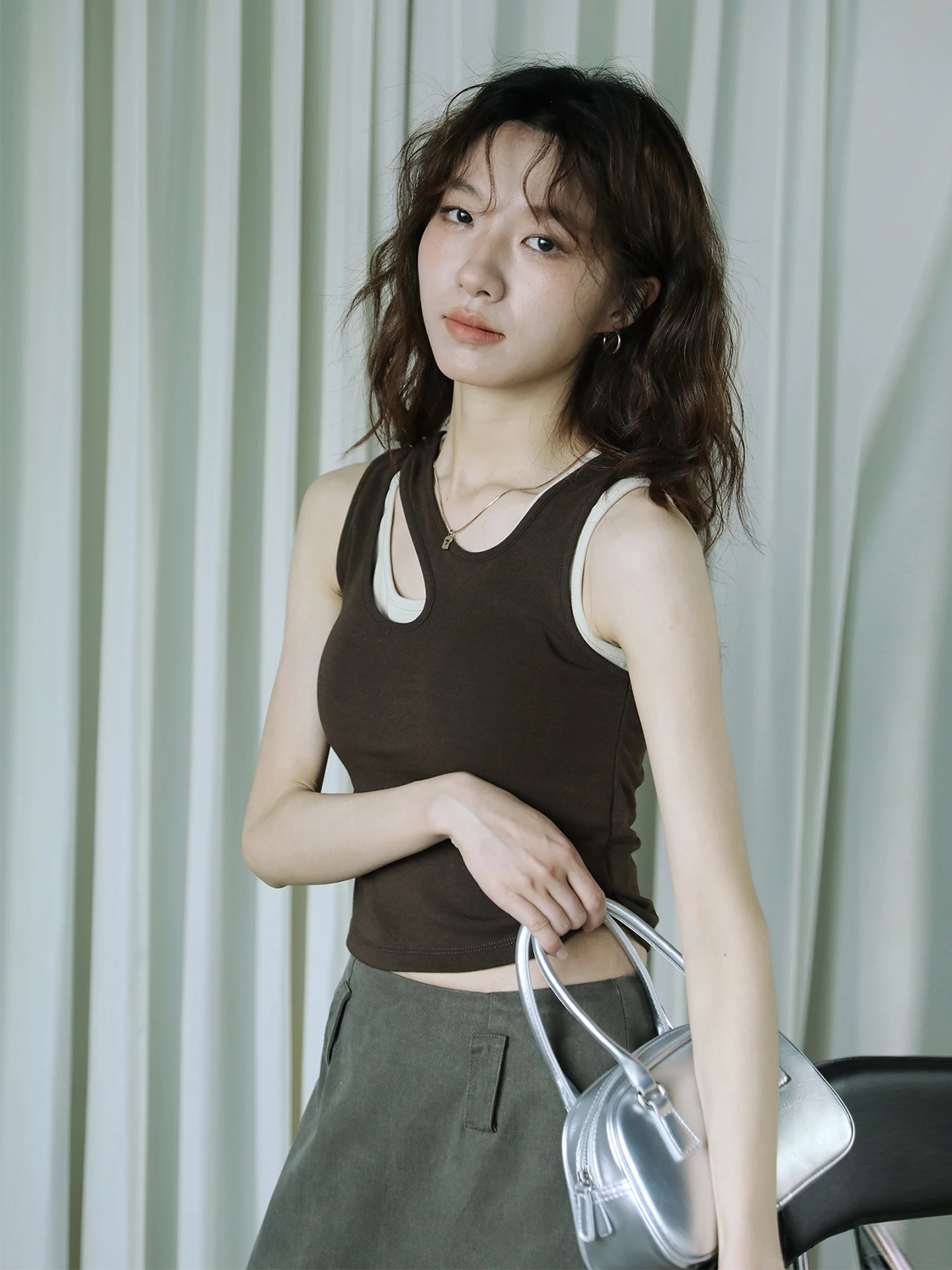 Slimming Effect Commute Style Women's Vest Summer Outdoor Wear Sleeveless Coffee Design Minimalist round Neck Top
Slimming Effect Commute Style Women's Vest Summer Outdoor Wear Sleeveless Coffee Design Minimalist round Neck Top