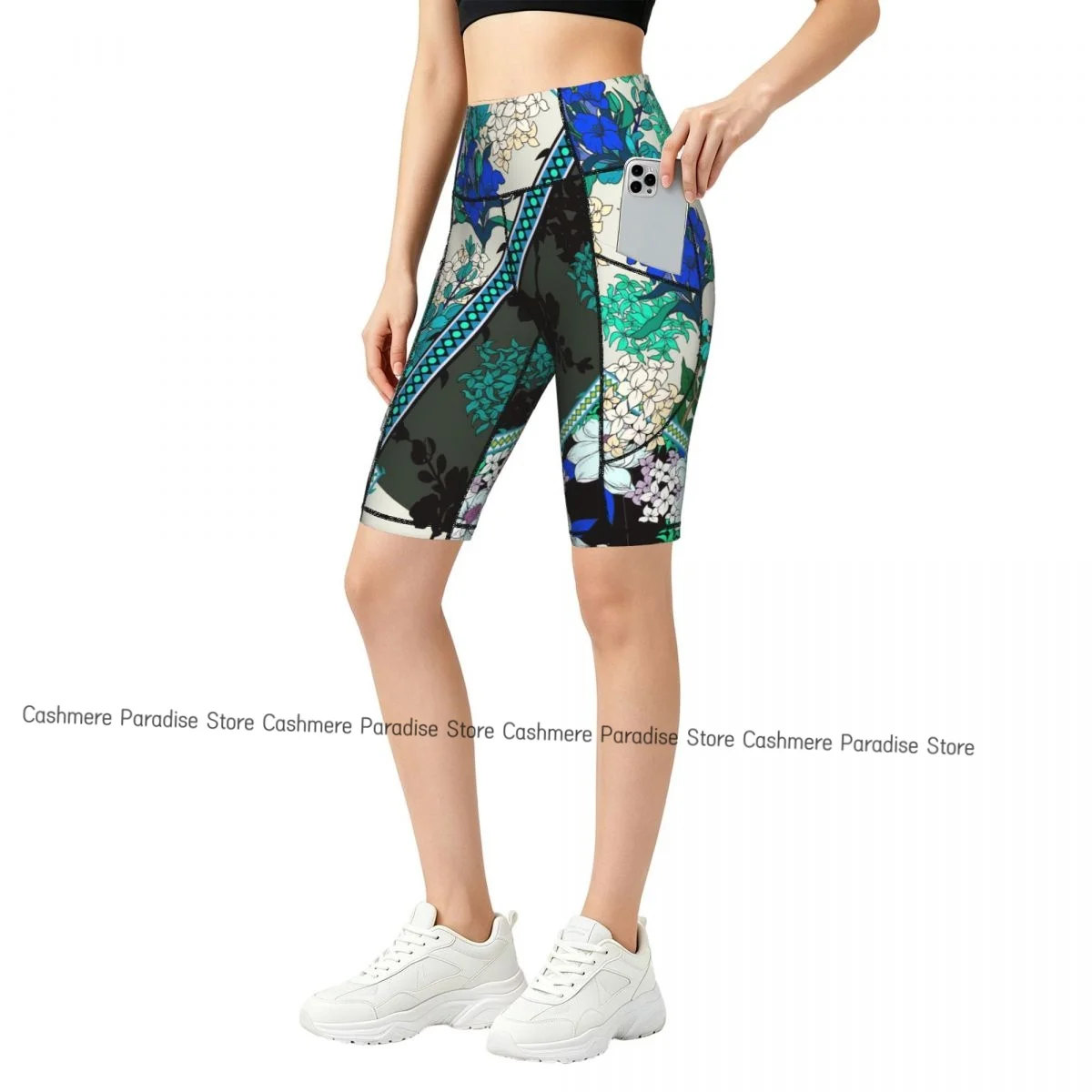 Women Pocket Sports Shorts Yoga Leggings Outdoor Wearling High Elastic Skinny Green And White Flowers Shorts Running Cycling
Women Pocket Sports Shorts Yoga Leggings Outdoor Wearling High Elastic Skinny Green And White Flowers Shorts Running Cycling