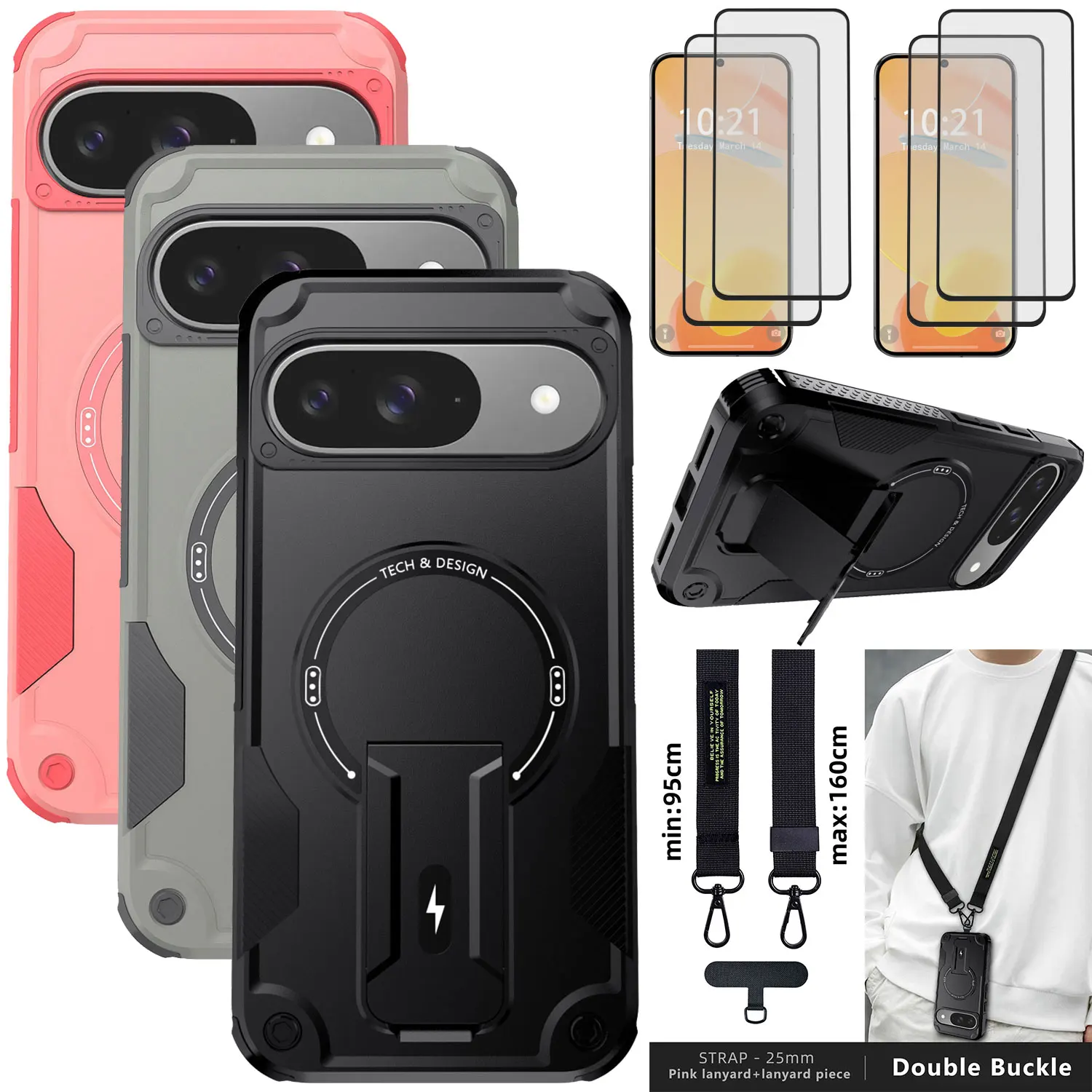 For Google Pixel 9/9 Pro XL Pixel 10/10 Pro XL Magnetic Case Kickstand Cover +Chain +4PCS Clear Tempered Glass Screen Protector
For Google Pixel 9/9 Pro XL Pixel 10/10 Pro XL Magnetic Case Kickstand Cover +Chain +4PCS Clear Tempered Glass Screen Protector