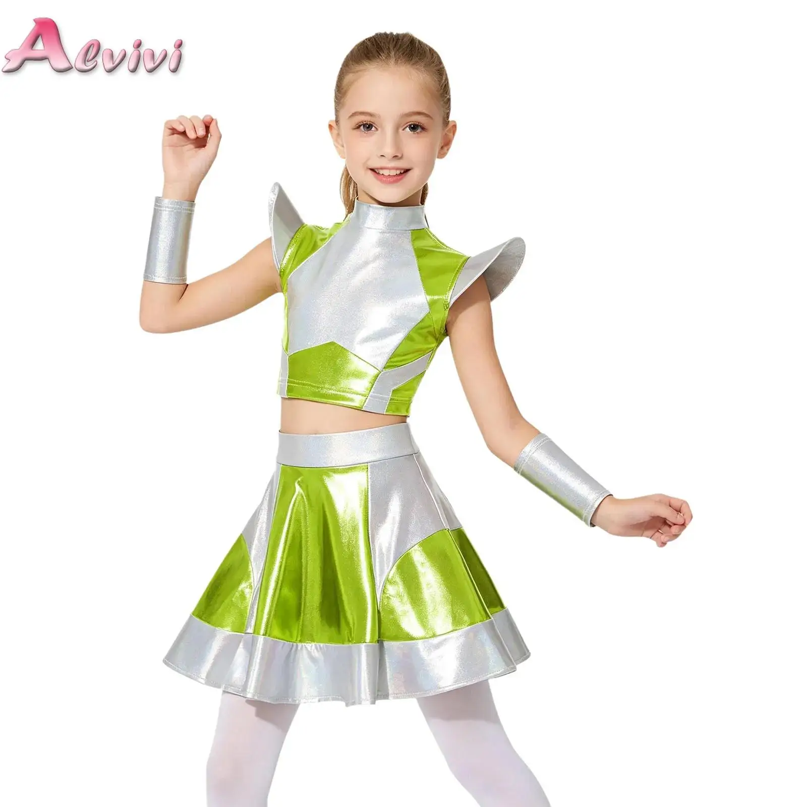 Kids Silver Astronaut Costume Girls Alien Tutu Dress Suit Space Cadet Tops Skirt Oversleeves Halloween Cosplay Party Dress Up
Kids Silver Astronaut Costume Girls Alien Tutu Dress Suit Space Cadet Tops Skirt Oversleeves Halloween Cosplay Party Dress Up