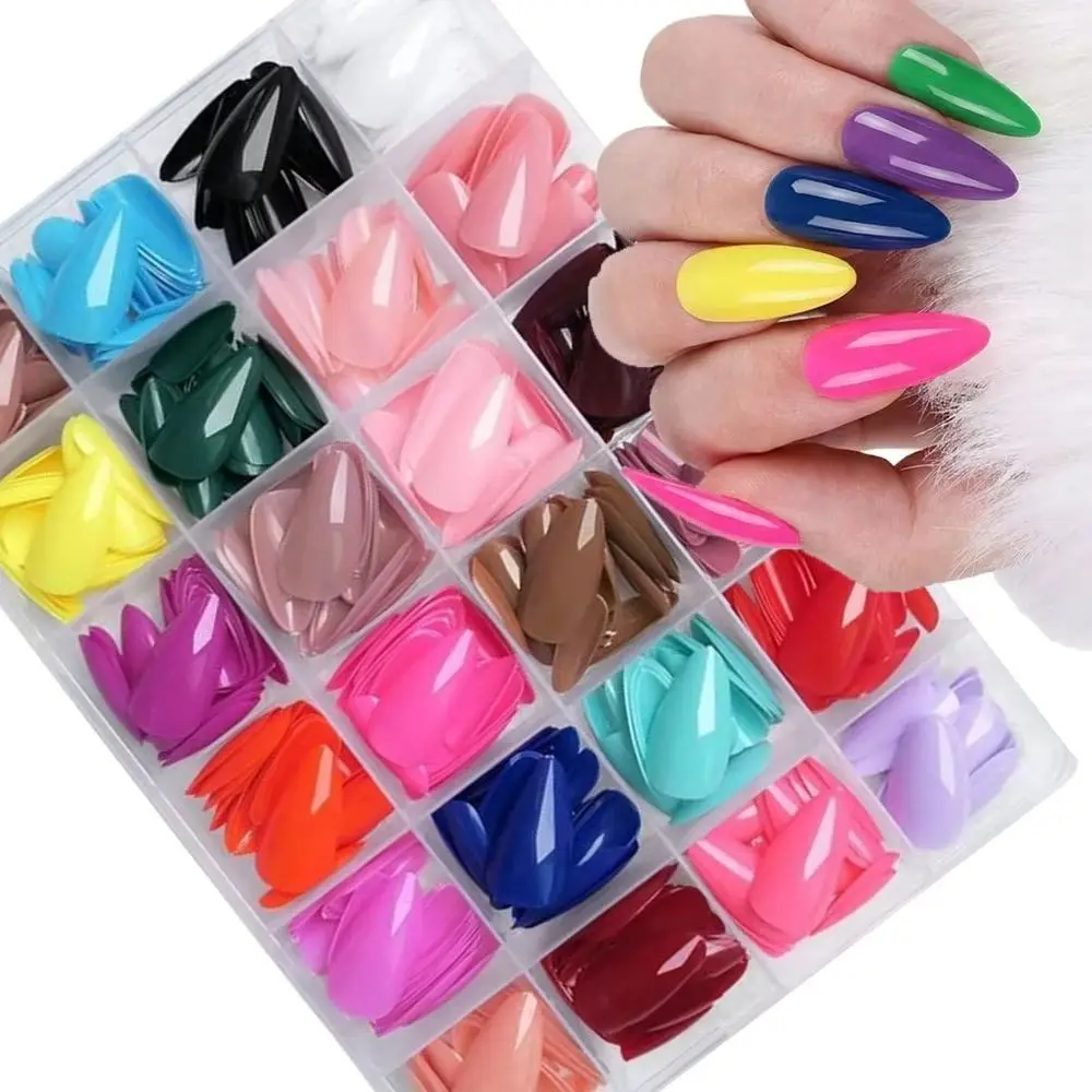576Pcs 24Colors Short Almond Press On Nails Full Cover Acrylic Fake Nails Glossy False Nails Tips for DIY Manicure Home & Salon
576Pcs 24Colors Short Almond Press On Nails Full Cover Acrylic Fake Nails Glossy False Nails Tips for DIY Manicure Home & Salon