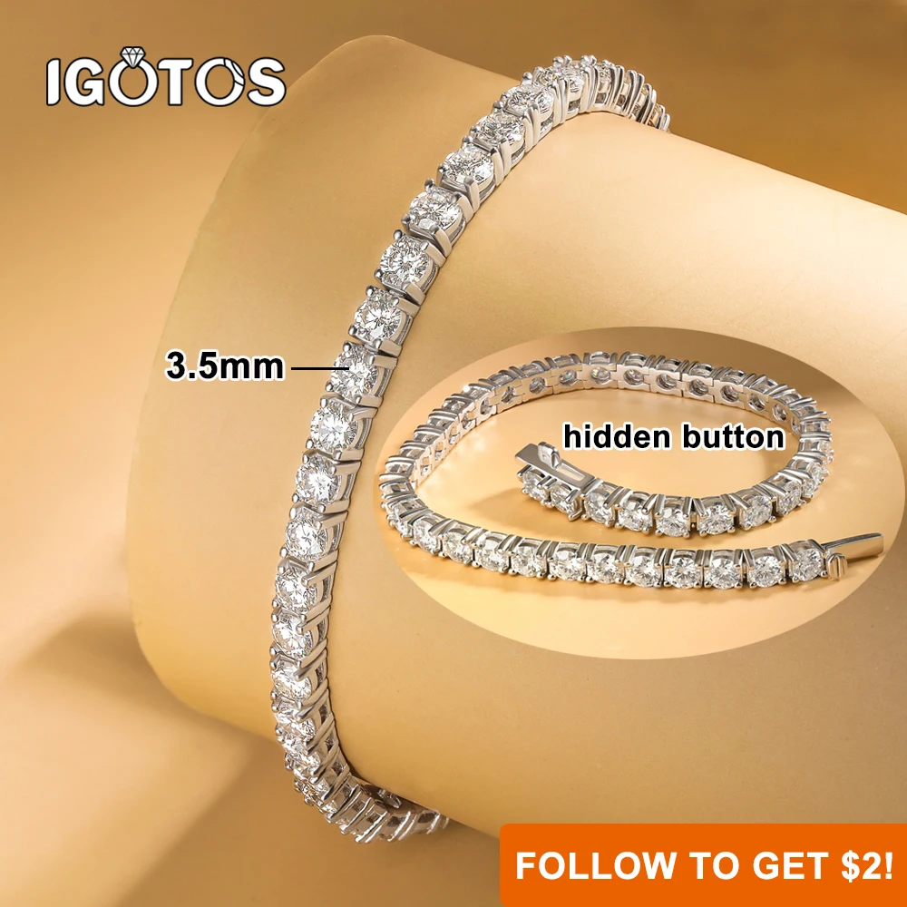 IGOTOS 3.5mm Moissanite Tennis Bracelet Hidden Lock Women Men 925 Sterling Silver Plated 18K Gold Wedding Party Jewelry Gifts
IGOTOS 3.5mm Moissanite Tennis Bracelet Hidden Lock Women Men 925 Sterling Silver Plated 18K Gold Wedding Party Jewelry Gifts