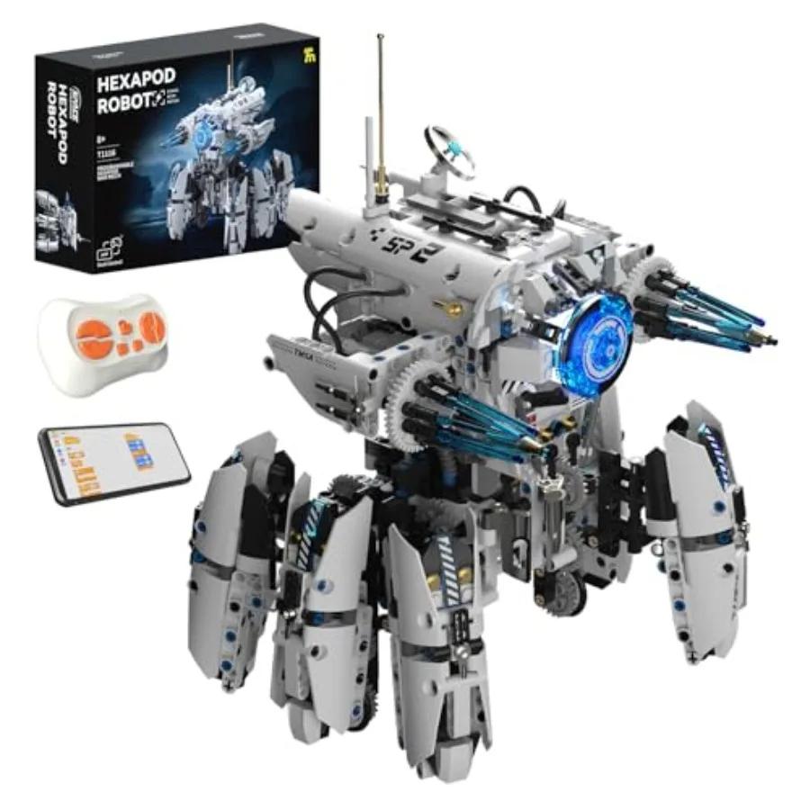 STEM sci-fi war machine hexapod robot building kit for boys 812: ABS plastic, metallic gray neon blue, programmable via app and
STEM sci-fi war machine hexapod robot building kit for boys 812: ABS plastic, metallic gray neon blue, programmable via app and