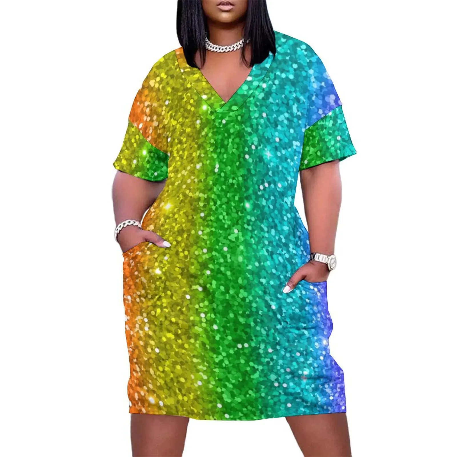 Rainbow Glitter Loose Pocket Dress elegant dresses for women summer dress woman 2025 trendy summer women's dress 2025
Rainbow Glitter Loose Pocket Dress elegant dresses for women summer dress woman 2025 trendy summer women's dress 2025
