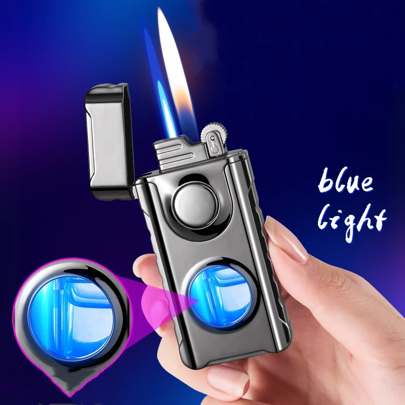 Creative Grinding Wheel Flashlight Metal Windproof Lighter Blue Light Double Fire Conversion Torch Lighter Smoking Men's Gift
Creative Grinding Wheel Flashlight Metal Windproof Lighter Blue Light Double Fire Conversion Torch Lighter Smoking Men's Gift