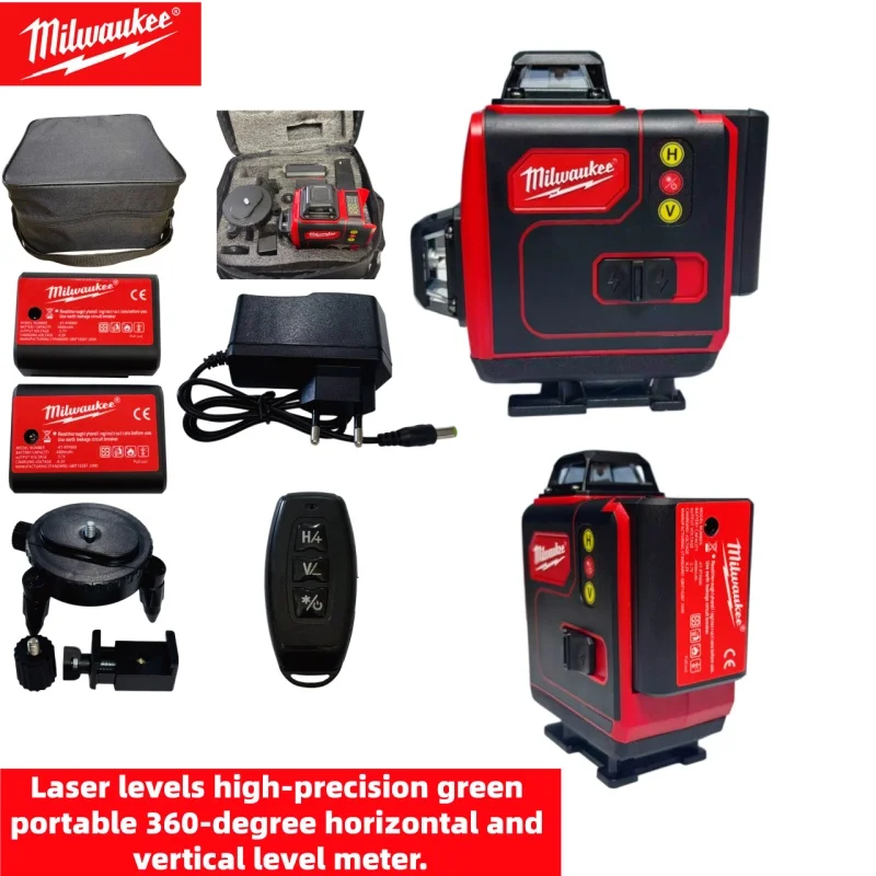 Milwaukee Lithium-ion 6Ah Battery 18V 4d 6 Line Laser Levels High-precision Green Line Portable 360 Horizontal Vertical Level
Milwaukee Lithium-ion 6Ah Battery 18V 4d 6 Line Laser Levels High-precision Green Line Portable 360 Horizontal Vertical Level