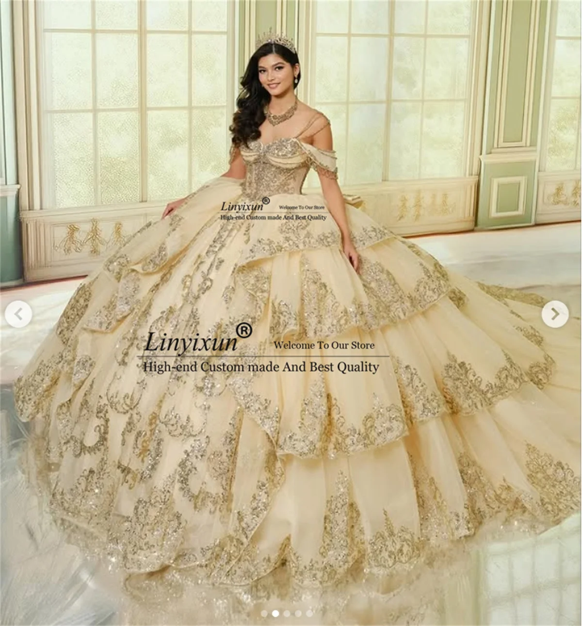 Mexican Ball Gown Quinceanera Dress With Applique Lace Sequins Birthday Vestido De 15 Anos Customized Tiered Sweet 16 Gowns
Mexican Ball Gown Quinceanera Dress With Applique Lace Sequins Birthday Vestido De 15 Anos Customized Tiered Sweet 16 Gowns