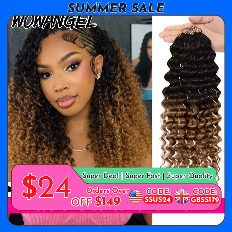 WOWANGEL T1B/30 Deep Wave Crochet Hair 14-24 Inch Knotless Pre-Separated Curly Feather Human Hair Extensions For Women 40g/Pack
WOWANGEL T1B/30 Deep Wave Crochet Hair 14-24 Inch Knotless Pre-Separated Curly Feather Human Hair Extensions For Women 40g/Pack