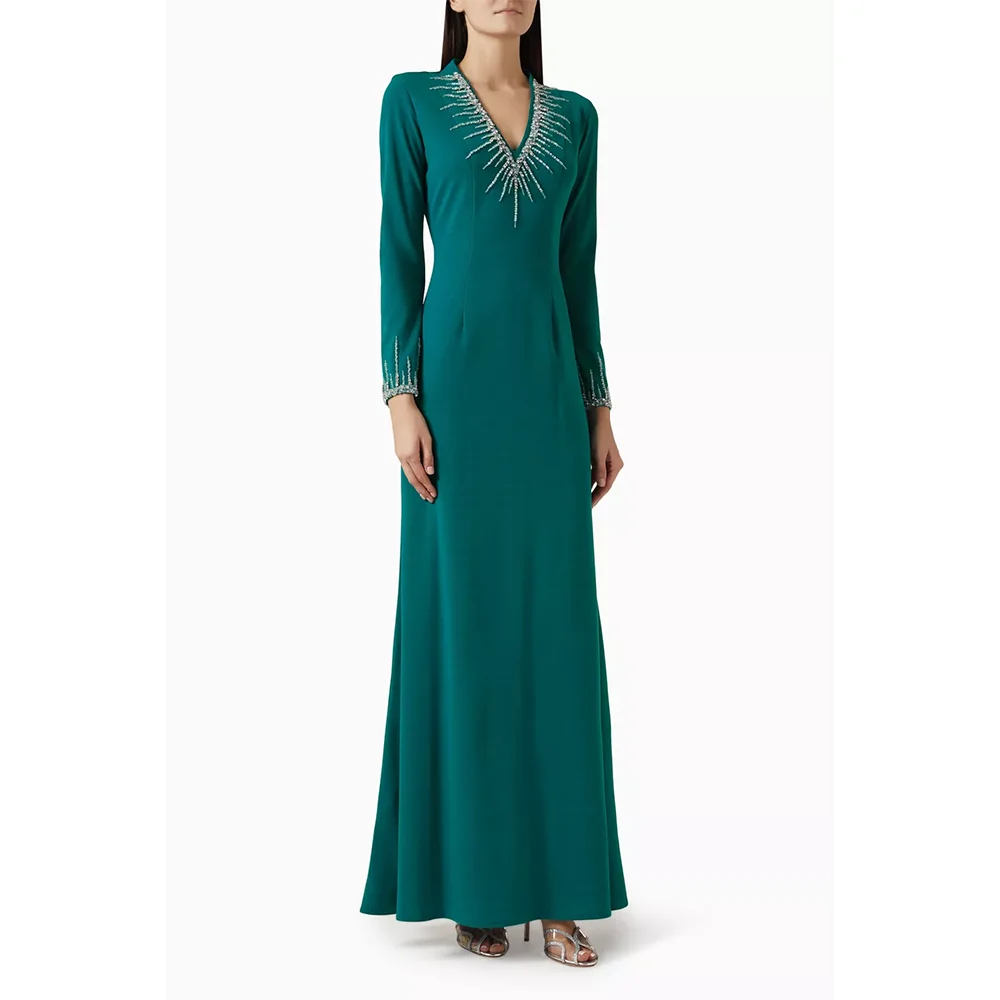 Customized Green Evening Dressse V- Neck Self Cultivationg Prom Gowns Elegant Crystal A-line Floor Length Prom Dresse
Customized Green Evening Dressse V- Neck Self Cultivationg Prom Gowns Elegant Crystal A-line Floor Length Prom Dresse
