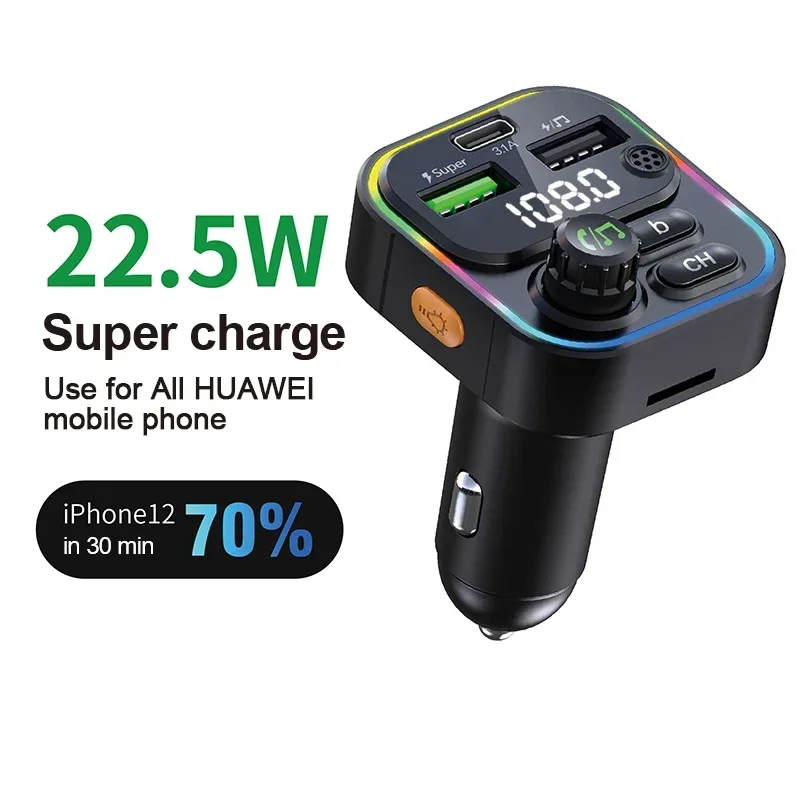 Bluetooth 5.0 USB Car Charger FM Transmitter With 22.5W QC3.0 Super Quick Charge Adapter MP3 Player PD Charging for Car
Bluetooth 5.0 USB Car Charger FM Transmitter With 22.5W QC3.0 Super Quick Charge Adapter MP3 Player PD Charging for Car