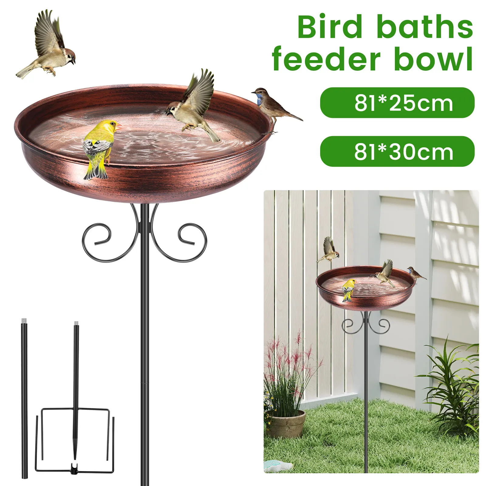 Garden Birdbath Metal Outdoor Standing Bird Bath 81CM Adjustable Height Bird Feeder Bowl for Home Patio Yard Garden Decoration
Garden Birdbath Metal Outdoor Standing Bird Bath 81CM Adjustable Height Bird Feeder Bowl for Home Patio Yard Garden Decoration