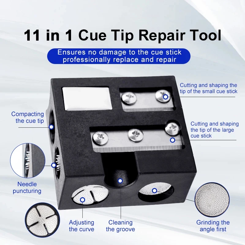 11-in-1 Pool Cue Tips Tool for Replacement & Shaping - Black, Durable & Easy-to-Use Billiard Cue Stick Accessory for Professiona
11-in-1 Pool Cue Tips Tool for Replacement & Shaping - Black, Durable & Easy-to-Use Billiard Cue Stick Accessory for Professiona