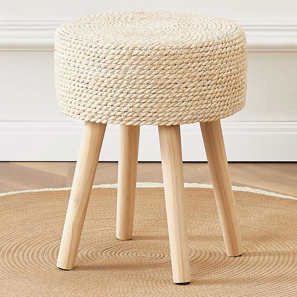 Natural Seagrass Round Ottoman with Solid Wood Legs, Handwoven for Step Stool or Outdoor Use
Natural Seagrass Round Ottoman with Solid Wood Legs, Handwoven for Step Stool or Outdoor Use