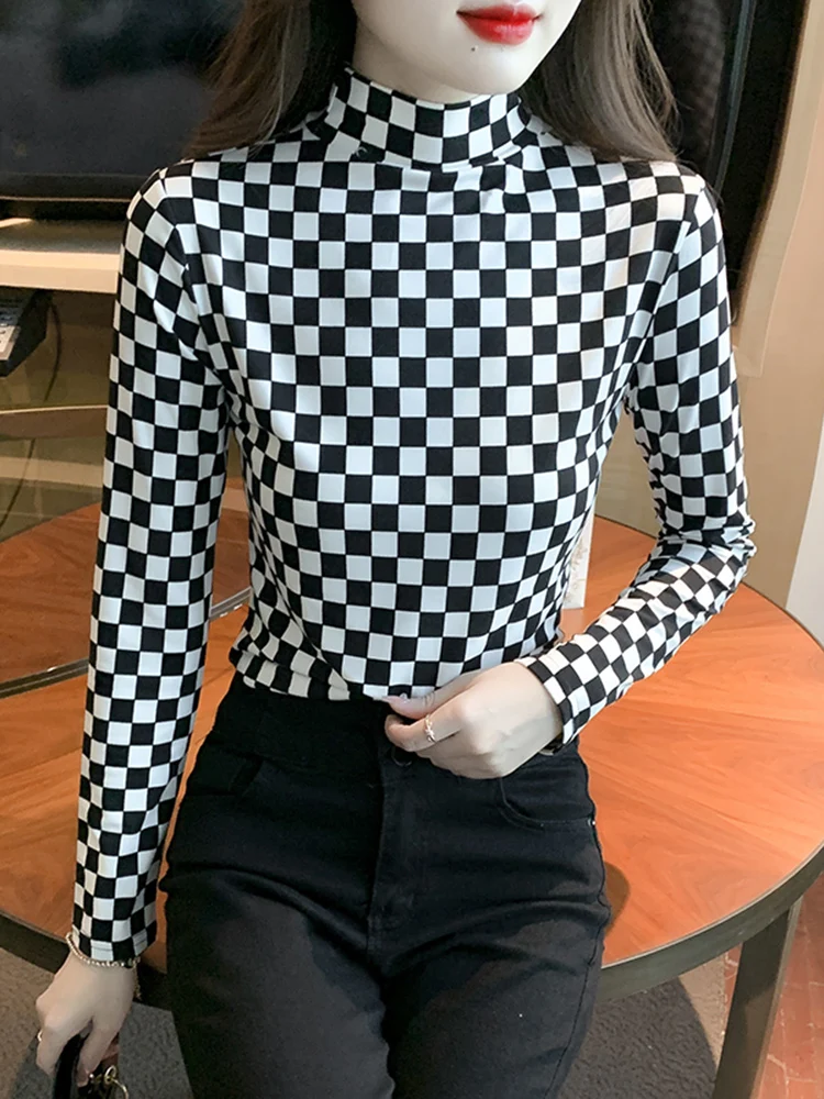 Женская теплая базовая рубашка в клетку с высоким воротником, облегающая, модная, для ранней весны, для повседневной носки
Женская теплая базовая рубашка в клетку с высоким воротником, облегающая, модная, для ранней весны, для повседневной носки