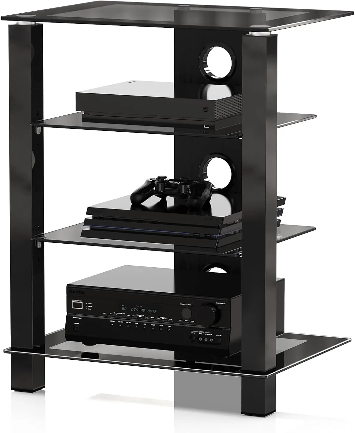 Stand Component Cabinet, Gaming TV Stand and Stereo Rack Audio Tower with Height Adjustable Tempered Glass Shelves, AS406003GB
Stand Component Cabinet, Gaming TV Stand and Stereo Rack Audio Tower with Height Adjustable Tempered Glass Shelves, AS406003GB