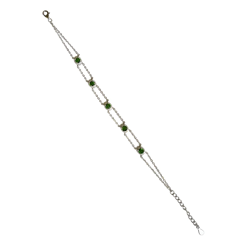 Crystal green natural diopside sterling silver double-layer bracelet light luxury niche exquisite women's new model in 2023
Crystal green natural diopside sterling silver double-layer bracelet light luxury niche exquisite women's new model in 2023