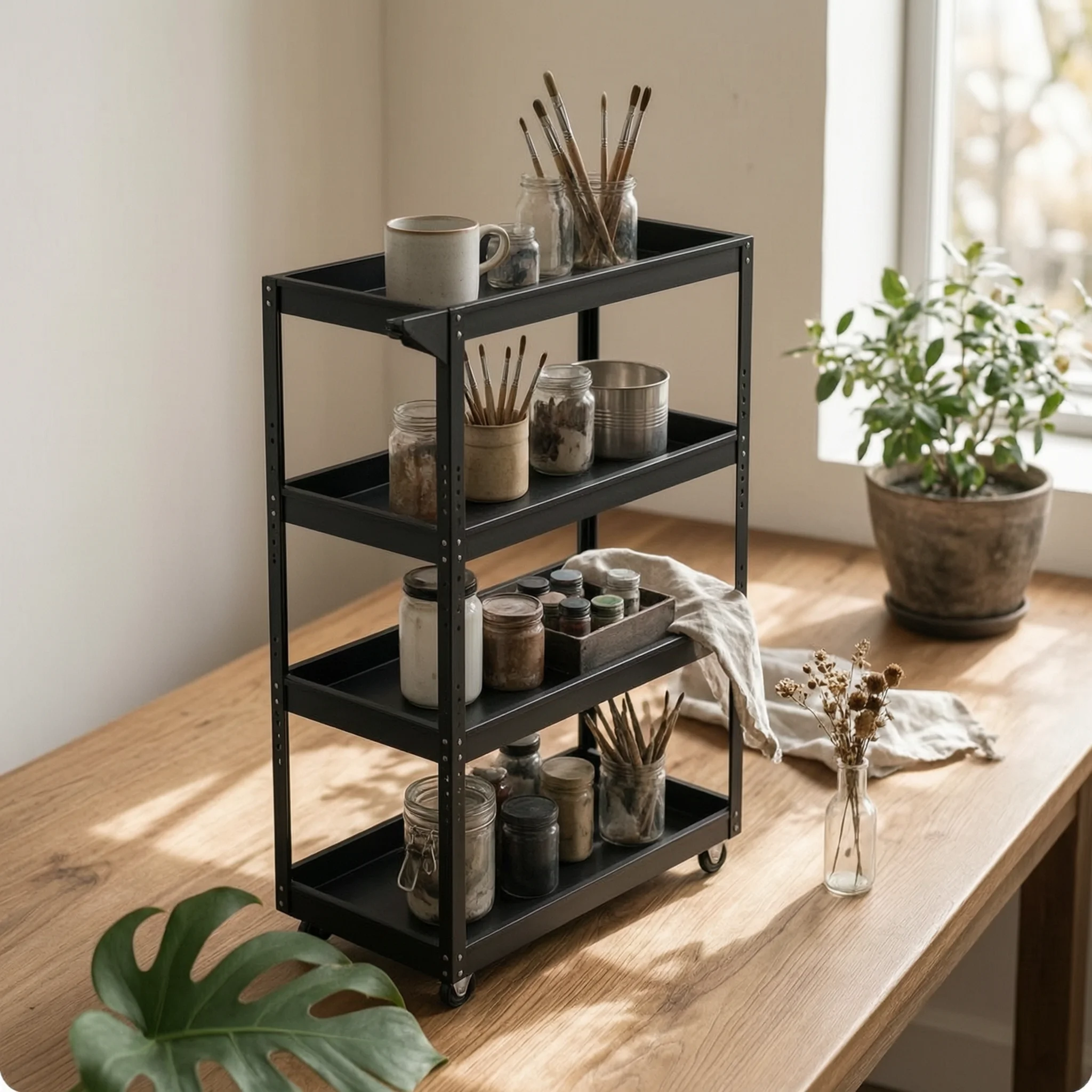 Art Supply Cart Perforated Side Metal Rolling Cart Household Storage Multi Purpose Space Saving
Art Supply Cart Perforated Side Metal Rolling Cart Household Storage Multi Purpose Space Saving