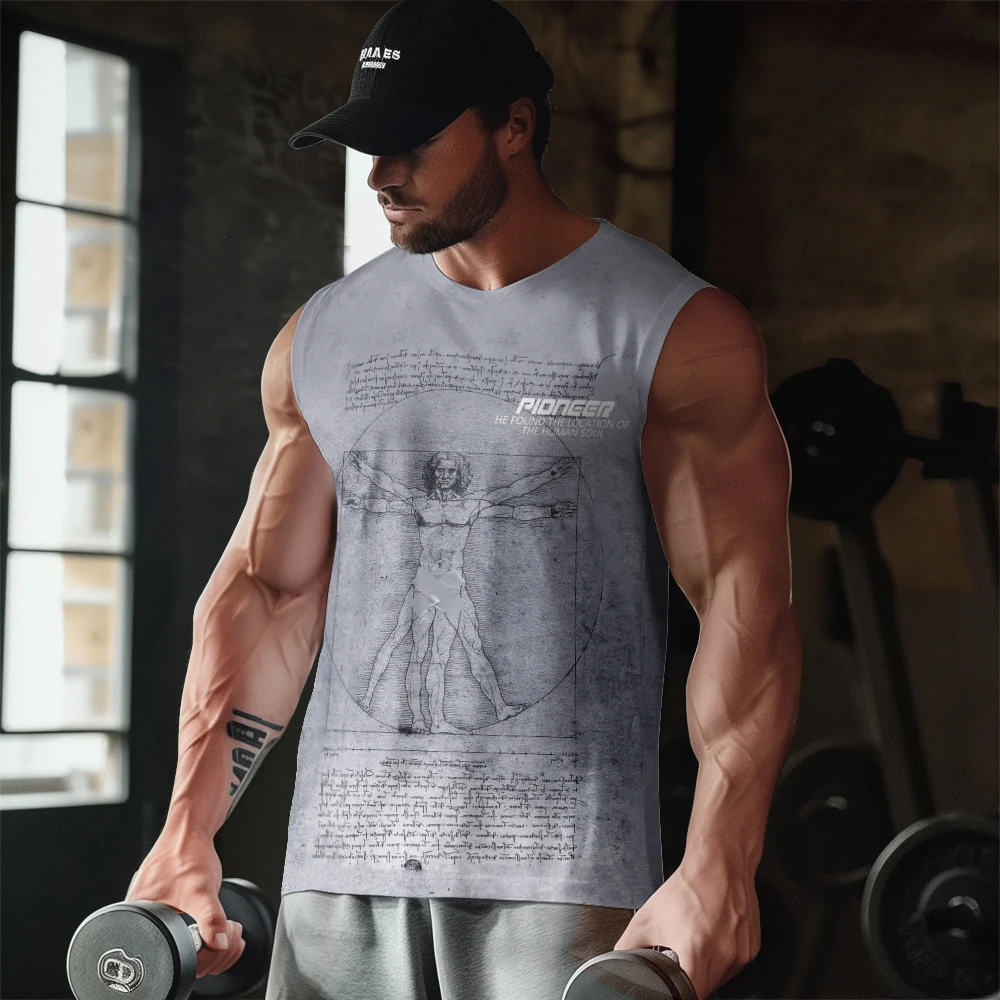 Da Vinci Manuscript Scratch Paper Print Gym Casual Tank Top Sleeveless Thin Train Vest Youth Men's Sports Fitness Vest
Da Vinci Manuscript Scratch Paper Print Gym Casual Tank Top Sleeveless Thin Train Vest Youth Men's Sports Fitness Vest