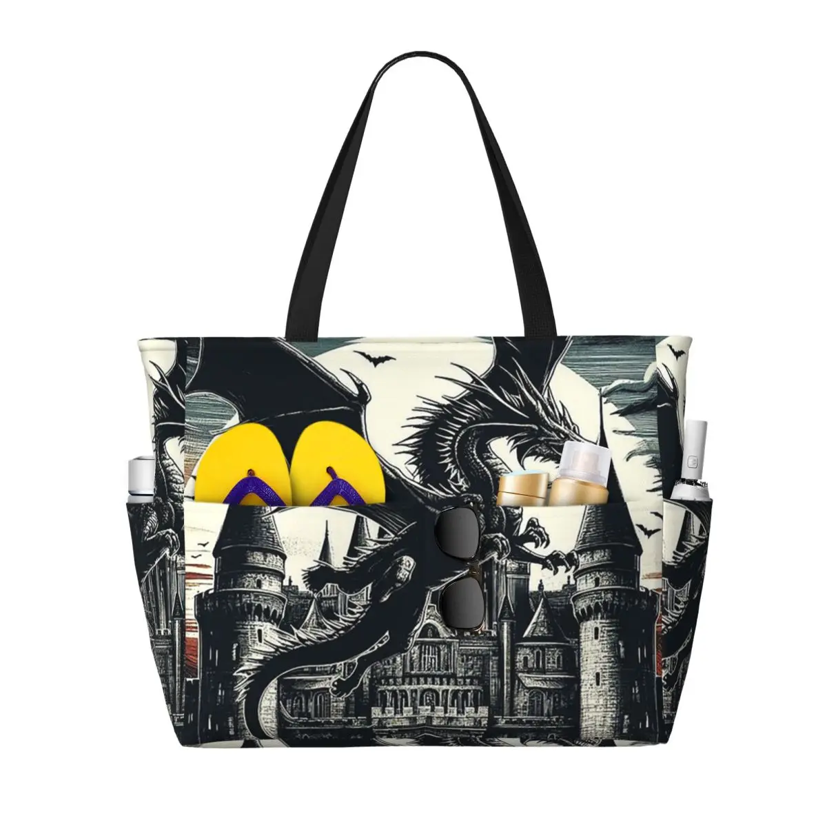 Fantasy Mythical Dragon And Castle Beach Tote Bag Sport Gym Yoga Duffle Large Tote Bag Women Travel Bag Fitness bag
Fantasy Mythical Dragon And Castle Beach Tote Bag Sport Gym Yoga Duffle Large Tote Bag Women Travel Bag Fitness bag