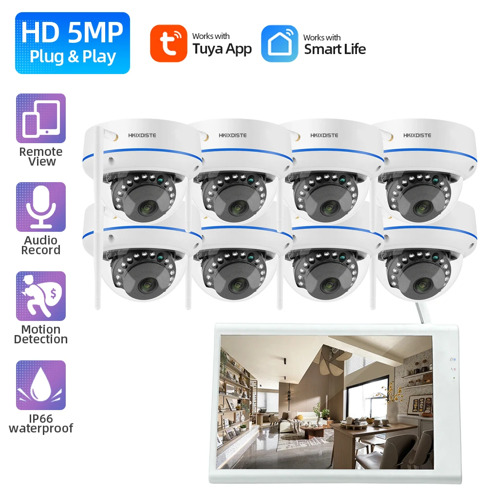 Tuya 8CH IP Camera Wifi NVR Kit CCTV System 5MP Outdoot Waterproof Wireless Dome Camera Video Surveillance System Set 8 Channel
Tuya 8CH IP Camera Wifi NVR Kit CCTV System 5MP Outdoot Waterproof Wireless Dome Camera Video Surveillance System Set 8 Channel