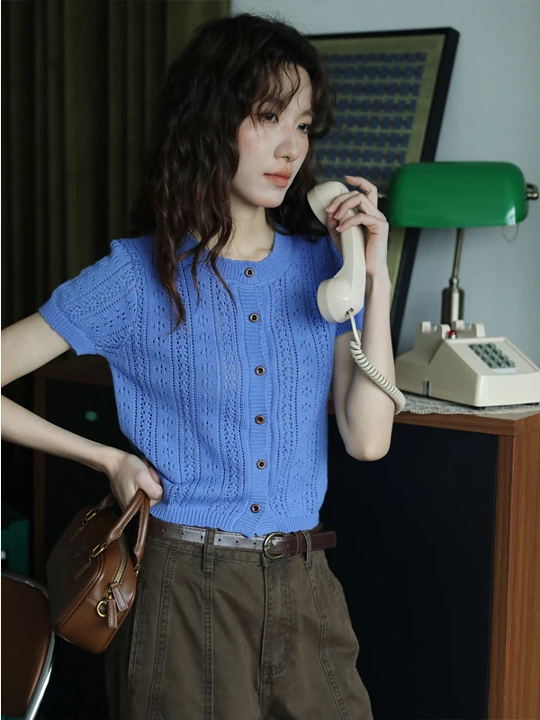 Stylish Short Knitted Sweater Women's Summer Hollow Design Freshness Youthful Unique Beautiful Top Casual Soft Polyester
Stylish Short Knitted Sweater Women's Summer Hollow Design Freshness Youthful Unique Beautiful Top Casual Soft Polyester