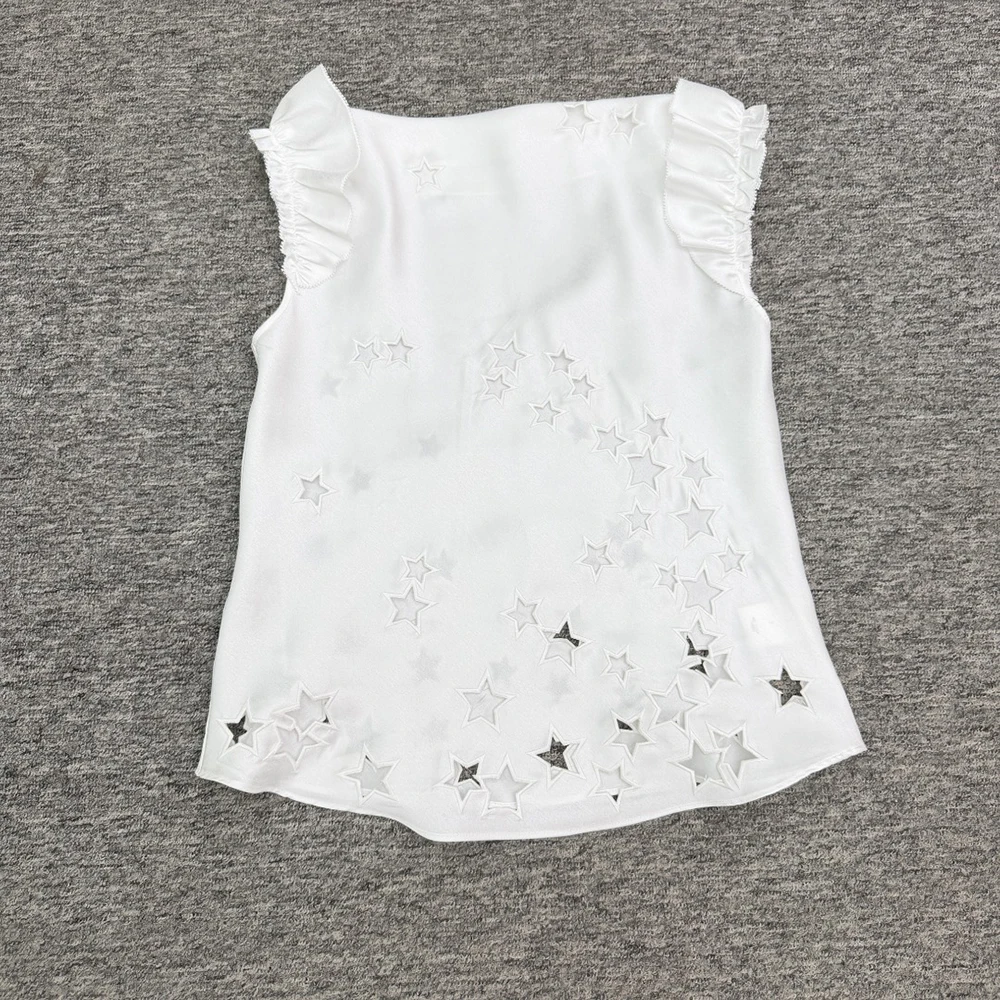 Women Star Cutout Ruffle Sleeveless Top Elegant Square Neck Chiffon Blouse Summer Casual Tank Top New 2026 Y2K Collection
Women Star Cutout Ruffle Sleeveless Top Elegant Square Neck Chiffon Blouse Summer Casual Tank Top New 2026 Y2K Collection
