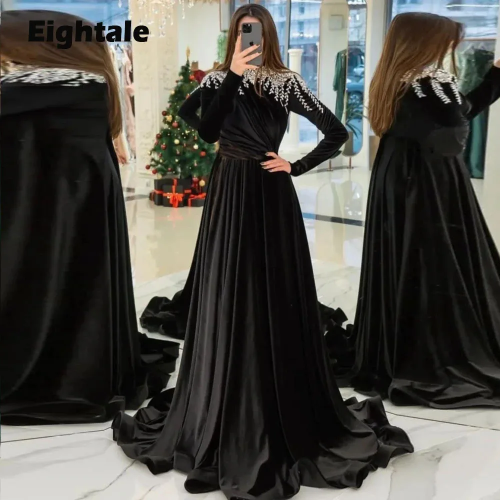 Eightale Muslim Arabic Evening Dresses High Neck Appliues Gold Lace Green Black A-Line Prom Gown Dubai Caftan Party Gowns
Eightale Muslim Arabic Evening Dresses High Neck Appliues Gold Lace Green Black A-Line Prom Gown Dubai Caftan Party Gowns