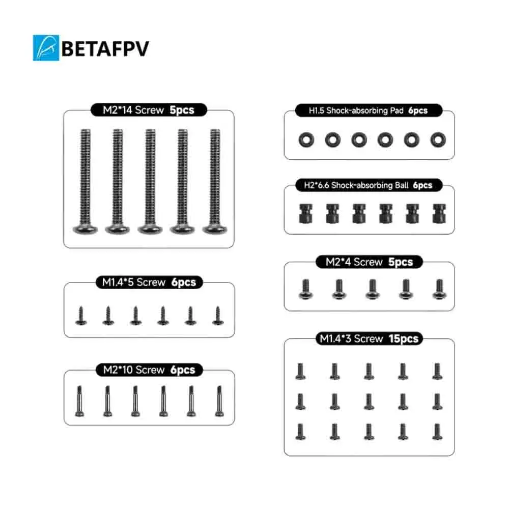 BETAFPV Drone Screw Pack For Pavo20 /Pavo20 Pro /Meteor65 Pro / Meteor75 Pro/Air65 / Air75 / Meteor65 Pro / Meteor75 Pro/Cetus X
BETAFPV Drone Screw Pack For Pavo20 /Pavo20 Pro /Meteor65 Pro / Meteor75 Pro/Air65 / Air75 / Meteor65 Pro / Meteor75 Pro/Cetus X
