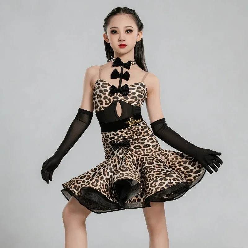 Children Halter Sleeveless Leopard Print Latin Dance Costumes Kids Girls Ballroom Tango Sumba Competition Dancewear
Children Halter Sleeveless Leopard Print Latin Dance Costumes Kids Girls Ballroom Tango Sumba Competition Dancewear