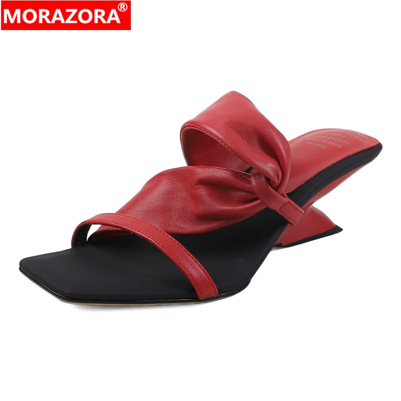MORAZORA Plus Size 34-41 New Genuine Leather Slippers Women Shoes Strange High Heels Summer Shoes Ladies Casual Dress Mules
MORAZORA Plus Size 34-41 New Genuine Leather Slippers Women Shoes Strange High Heels Summer Shoes Ladies Casual Dress Mules