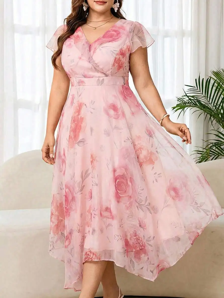 Plus Size Women Elegant Floral Print Wrap Dress Summer Wedding Guest Dress
Plus Size Women Elegant Floral Print Wrap Dress Summer Wedding Guest Dress