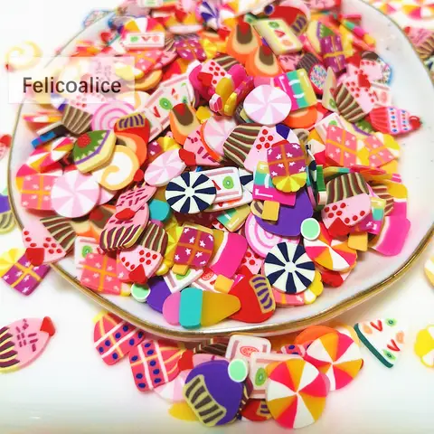 20g 5mm /10mm Love Polymer Clay Colorful Hearts Fruit for DIY Crafts Tiny Cute Accessories Assorted Designs