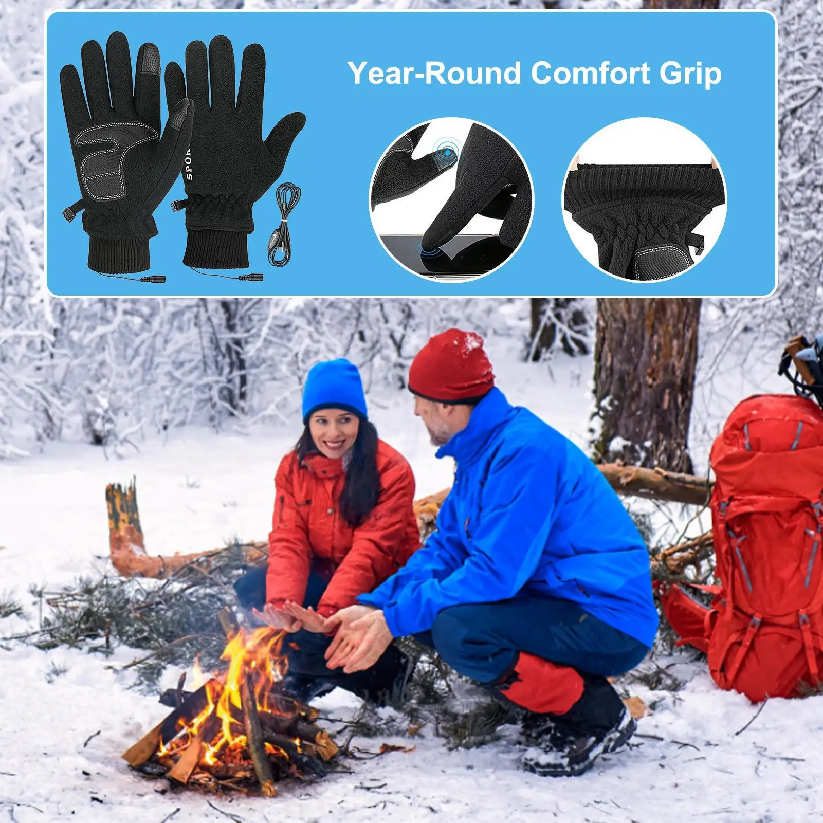 USB Heated Gloves Electric USB Heated Gloves Screen Touch Control 1 Pair Windproof Mittens Cold Weather Sport Clothing For Men
USB Heated Gloves Electric USB Heated Gloves Screen Touch Control 1 Pair Windproof Mittens Cold Weather Sport Clothing For Men